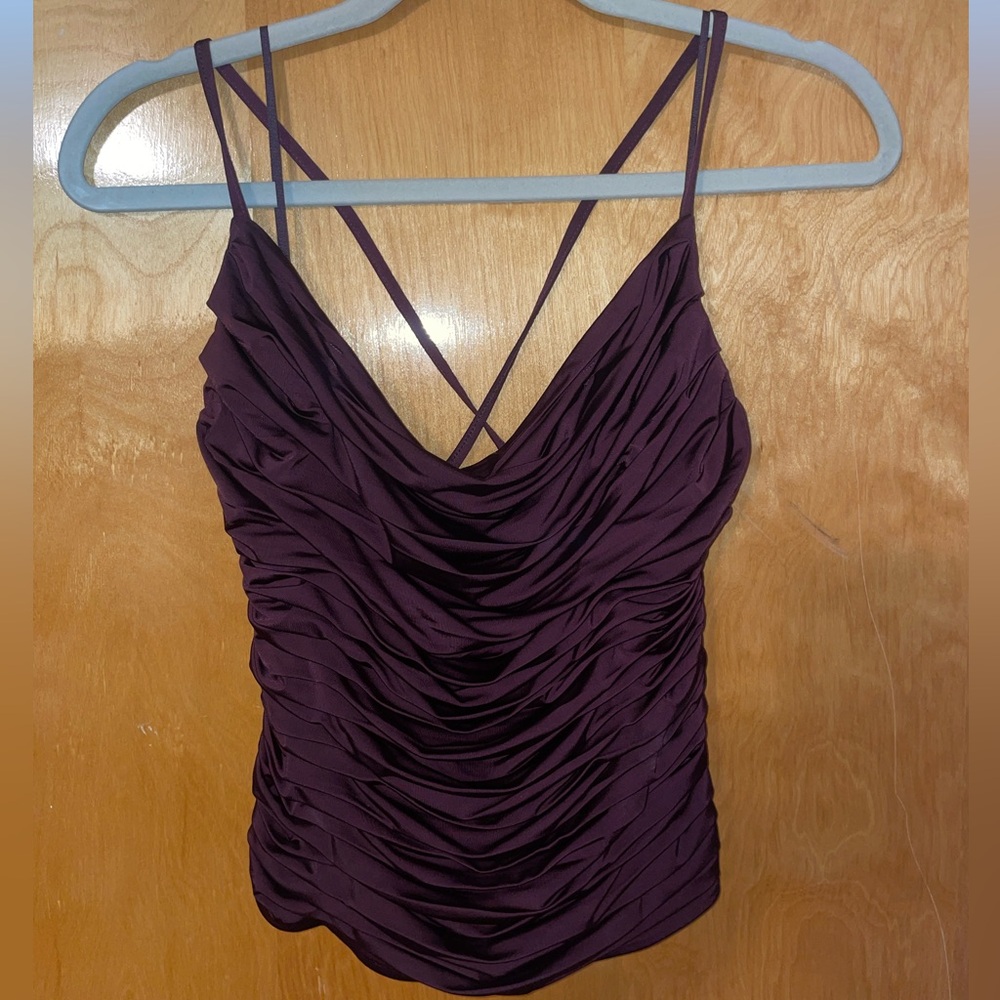 Express Burgundy/Maroon Rouched Top Women’s Size Small